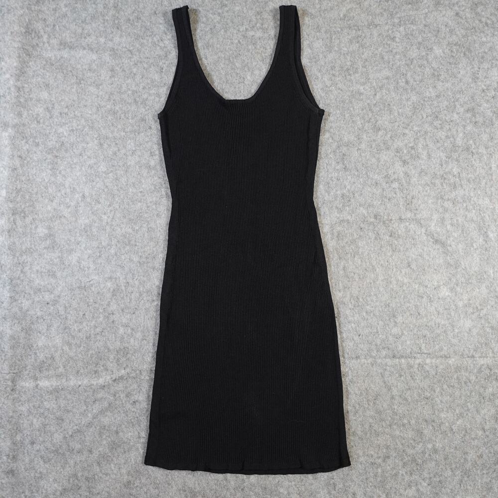 Seek the Label‎ Dress Womens Medium Bodcon Mini VNeck Ribbed Black Sleeveless